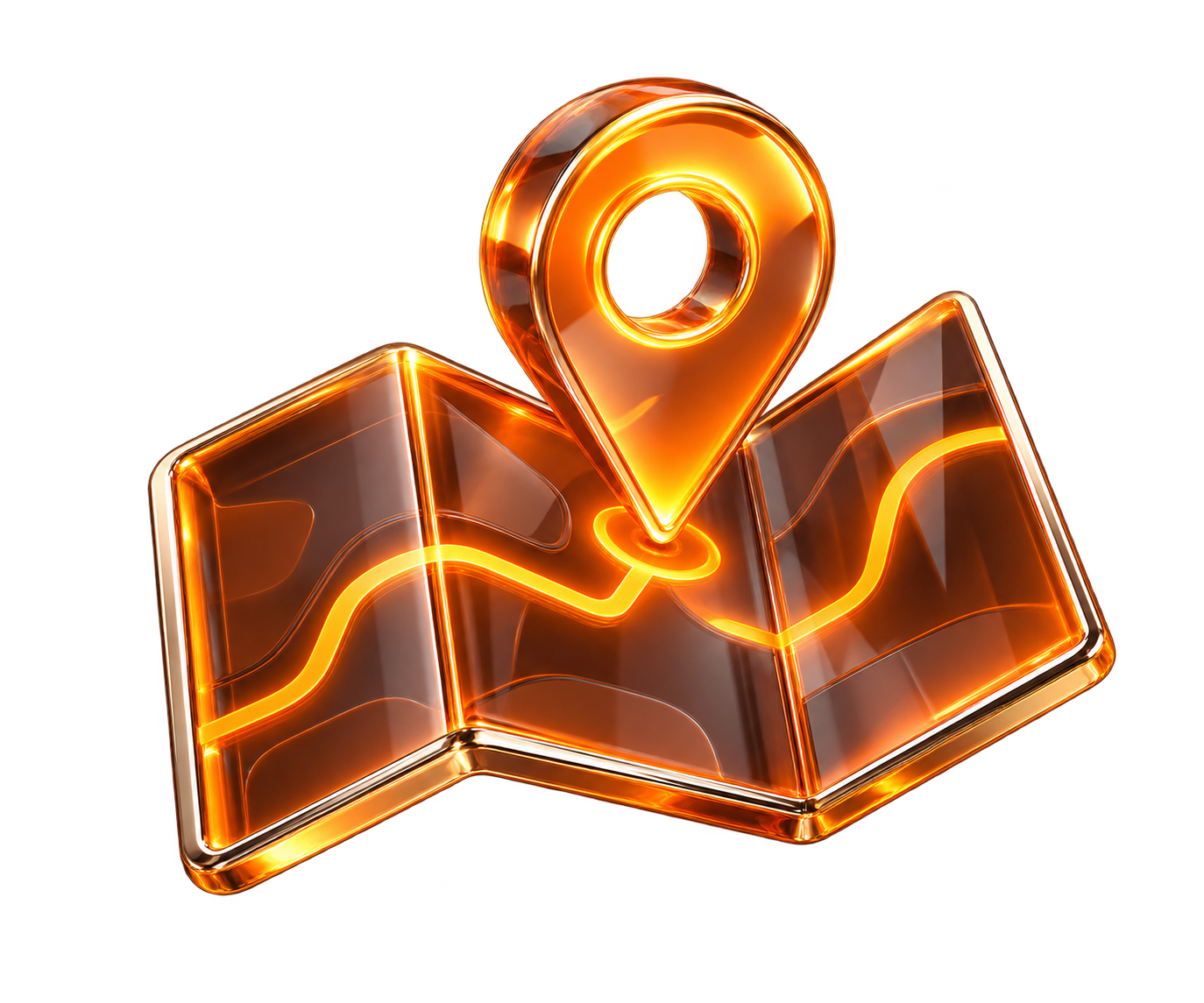 Ícone 3D de mapa neon